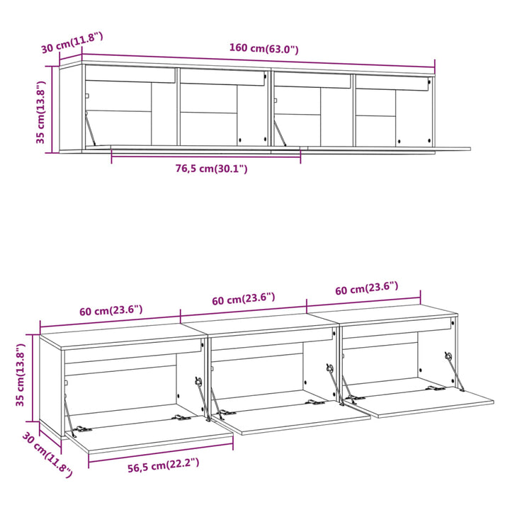 5-Teiliges Tv-Schrank-Set Massivholz Kiefer