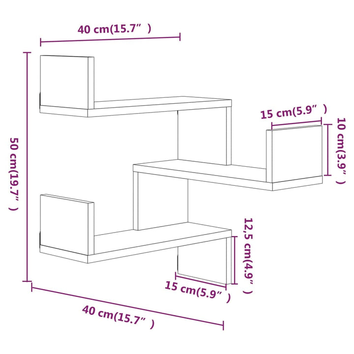 Wand-Eckregale 2 Stk. Braun Eiche 40X40X50 Cm Holzwerkstoff