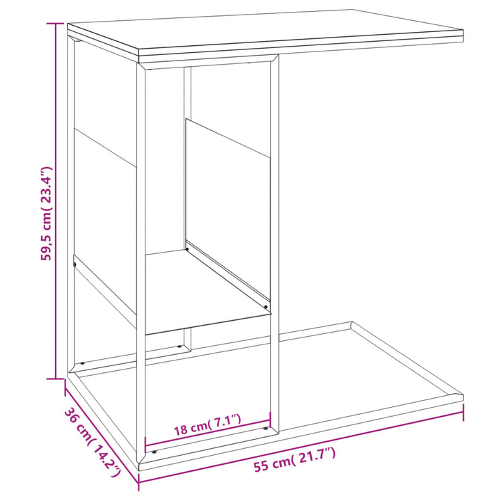 Beistelltisch Schwarz 55X36X59,5 Cm Holzwerkstoff Schwarz Und Braun