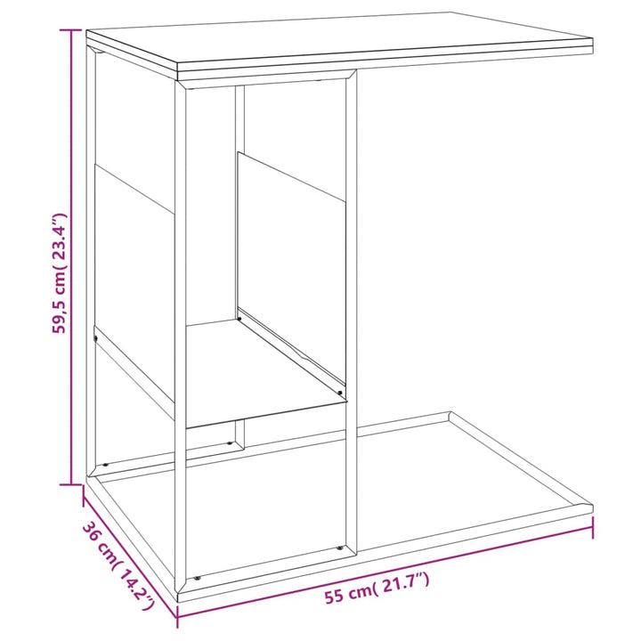 Beistelltisch 55X36X59,5 Cm Holzwerkstoff Schwarz