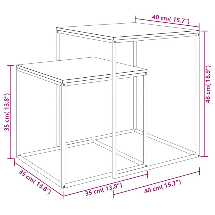 Couchtisch-Set 2-Tlg. Holzwerkstoff Und Metall