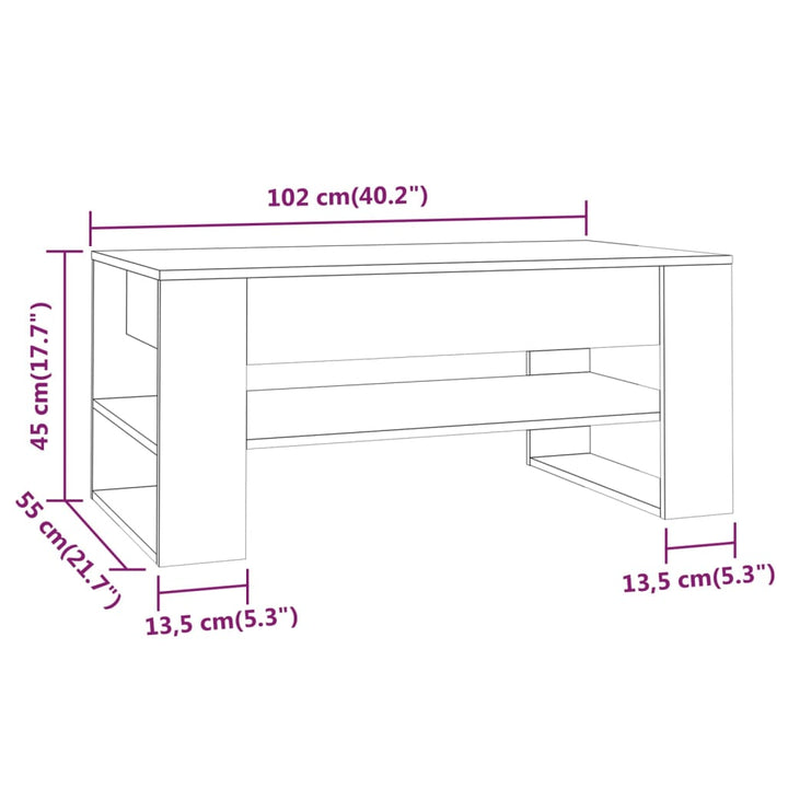 Couchtisch 102X55X45 Cm Holzwerkstoff