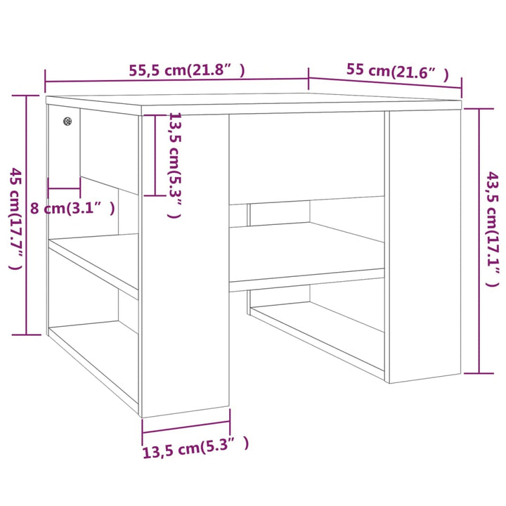 Couchtisch 55,5X55X45 Cm Holzwerkstoff