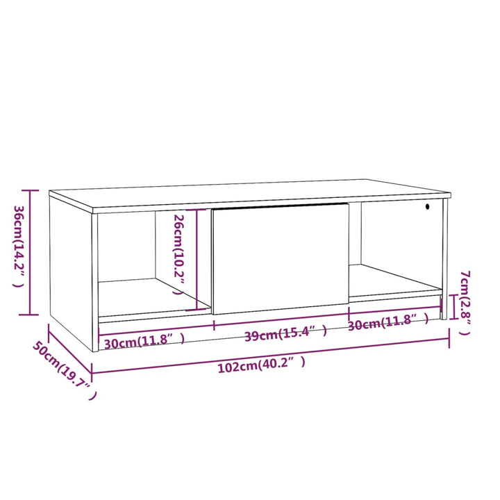 Couchtisch 102X50X36 Cm Holzwerkstoff