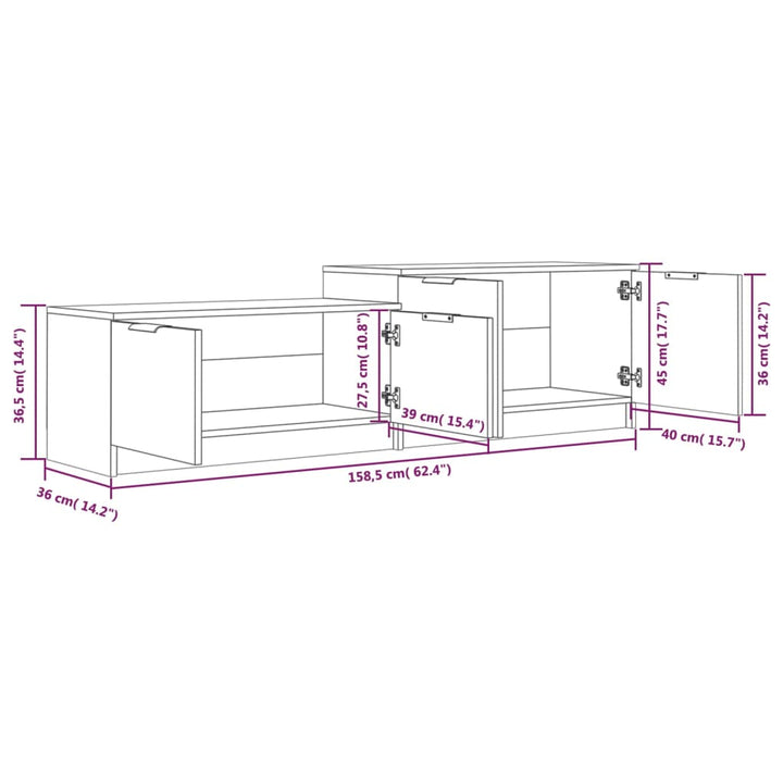 Tv-Schrank Braun Eichen-Optik 158,5X36X45 Cm Holzwerkstoff