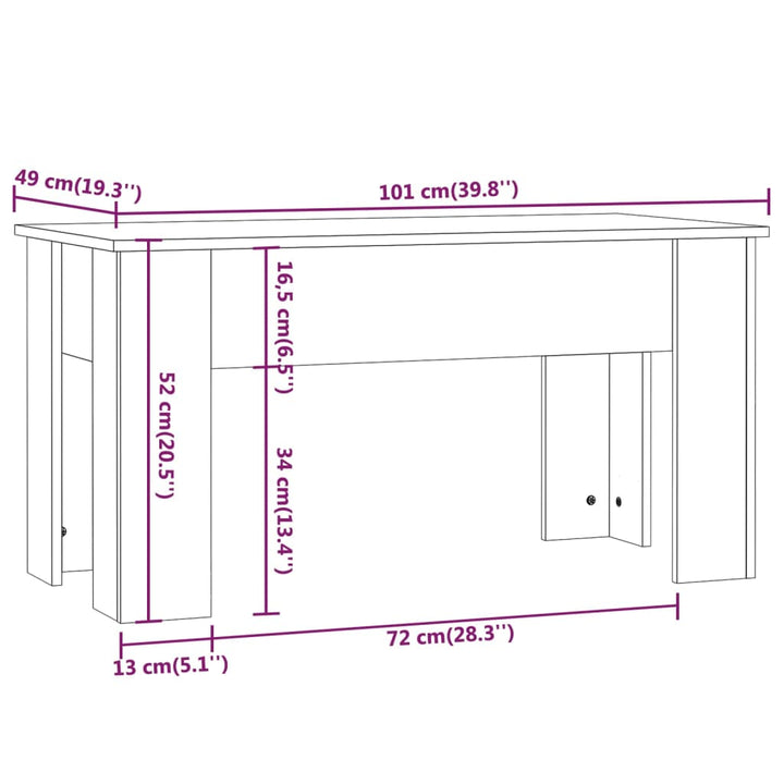 Couchtisch 101X49X52 Cm Holzwerkstoff