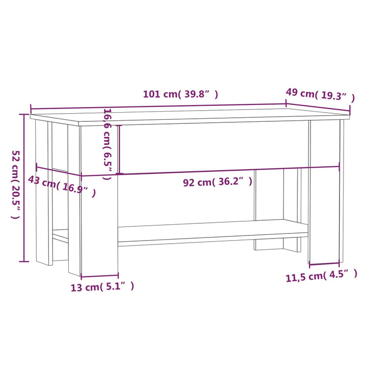 Couchtisch 101X49X52 Cm Holzwerkstoff