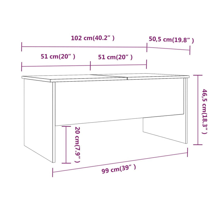 Couchtisch 102X50,5X46,5 Cm Holzwerkstoff