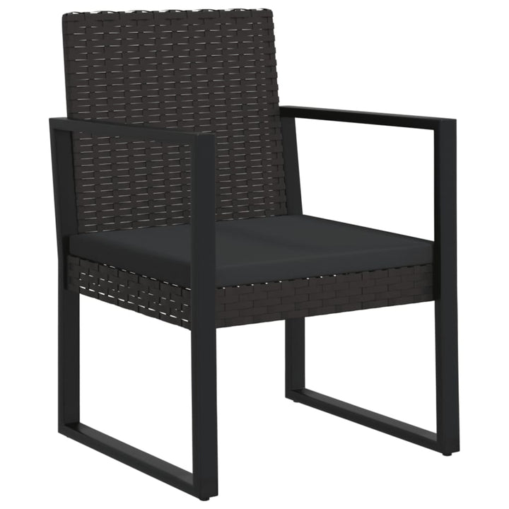 3-Tlg. Garten-Lounge-Set Mit Kissen Schwarz Poly Rattan