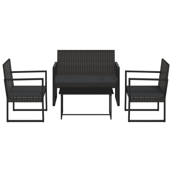 4-Tlg. Garten-Lounge-Set Mit Kissen Schwarz Poly Rattan