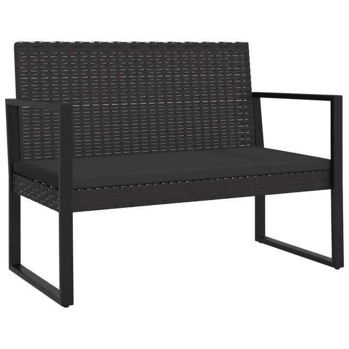 4-Tlg. Garten-Lounge-Set Mit Kissen Schwarz Poly Rattan