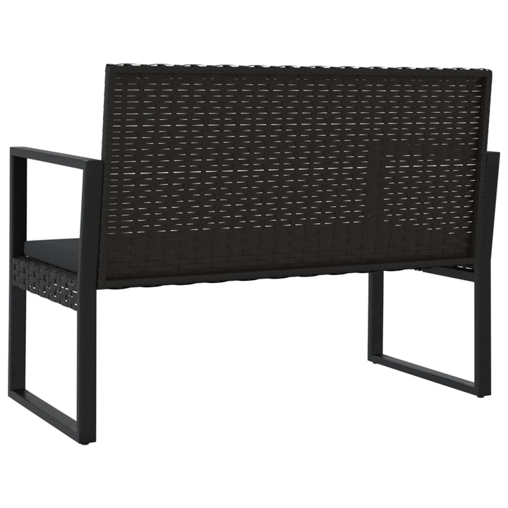 4-Tlg. Garten-Lounge-Set Mit Kissen Schwarz Poly Rattan