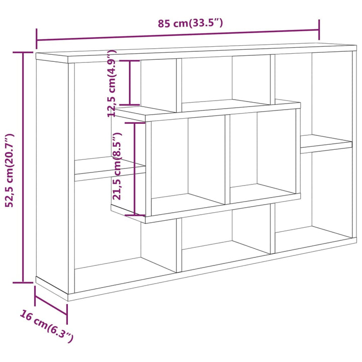 Wandregal Sonoma-Eiche 85X16X52,5 Cm Holzwerkstoff