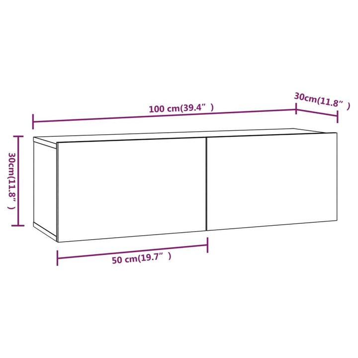 Tv-Wandschränke 2 Stk. 100X30X30 Cm Holzwerkstoff