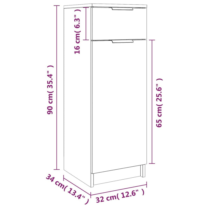 Badschrank Weiß 32X34X90 Cm Holzwerkstoff