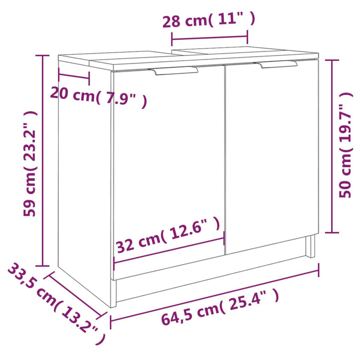 Badschrank 64,5X33,5X59 Cm Holzwerkstoff