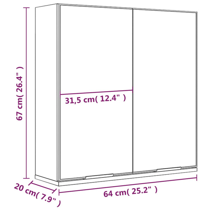 Bad-Spiegelschrank Sonoma-Eiche 64X20X67 Cm