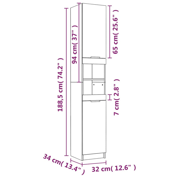 Badschrank 32X34X188,5 Cm Holzwerkstoff