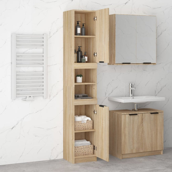 Badschrank Sonoma-Eiche 32X34X188,5 Cm Holzwerkstoff