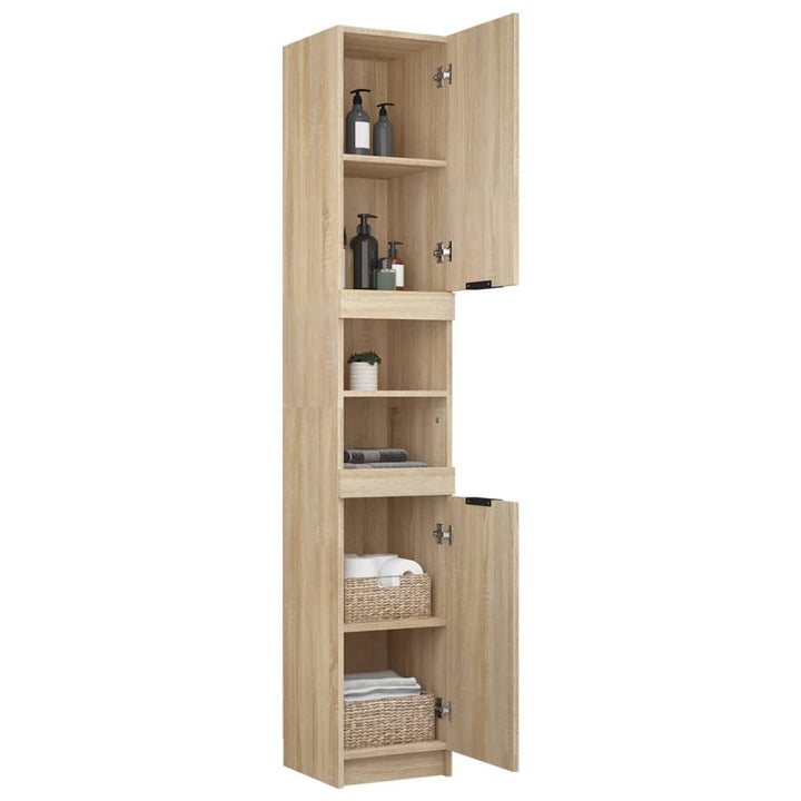 Badschrank Sonoma-Eiche 32X34X188,5 Cm Holzwerkstoff