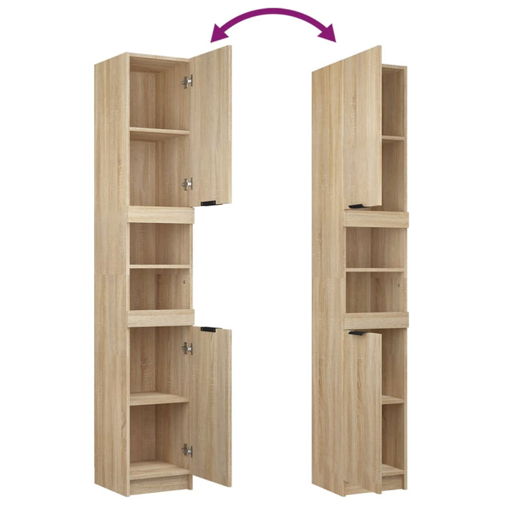 Badschrank Sonoma-Eiche 32X34X188,5 Cm Holzwerkstoff