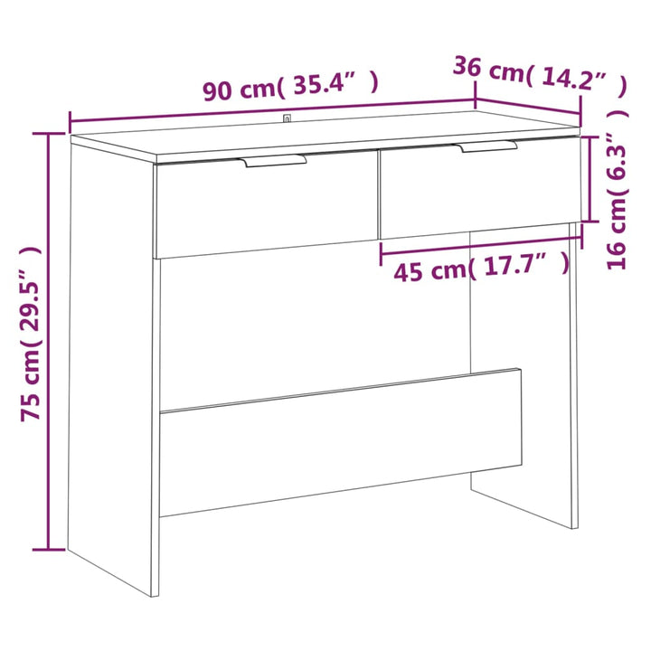 Konsolentisch 90X36X75 Cm Holzwerkstoff