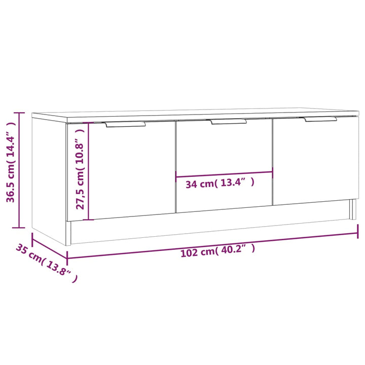 Tv-Schrank Sonoma-Eiche 102X35X36,5 Cm Holzwerkstoff