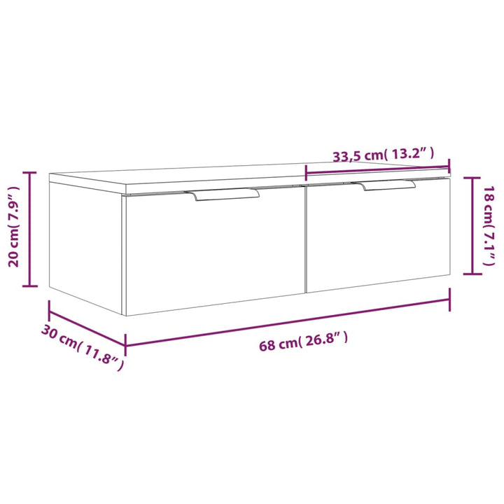 Wandschrank Sonoma-Eiche 68X30X20 Cm Holzwerkstoff