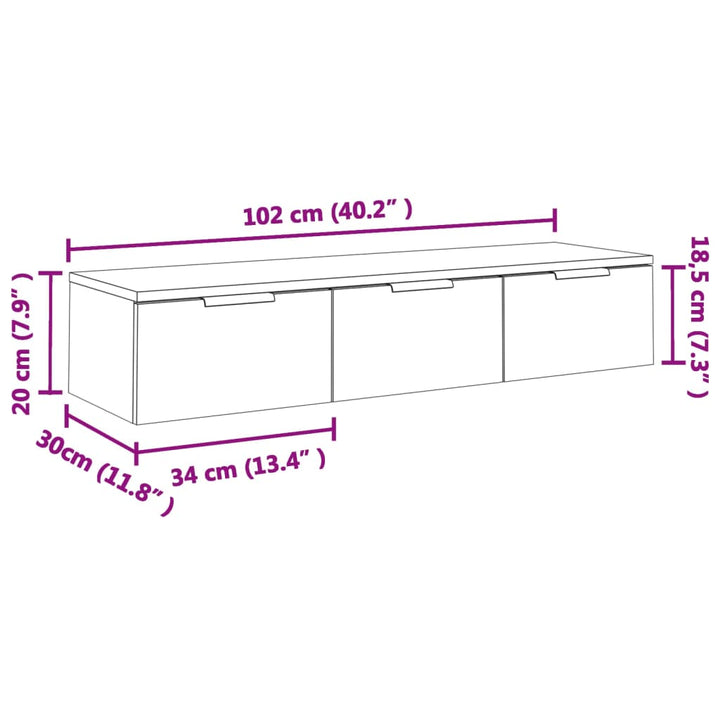 Wandschrank 102X30X20 Cm Holzwerkstoff