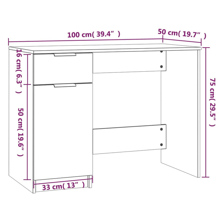 Schreibtisch 100X50X75 Cm Holzwerkstoff