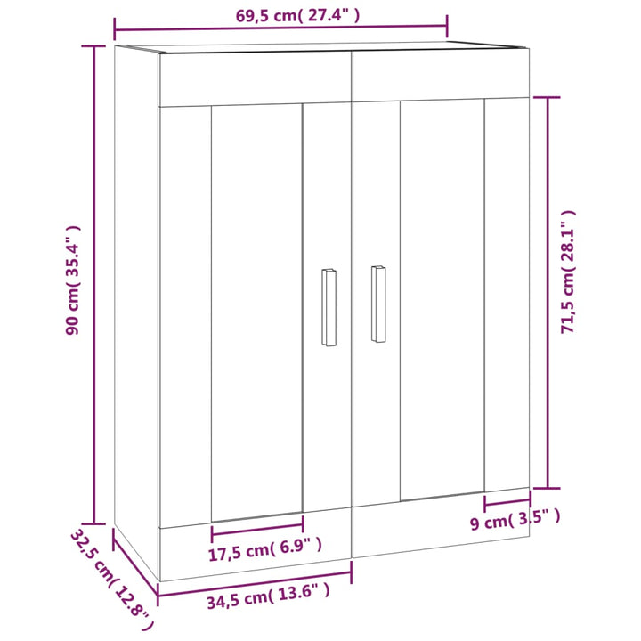 Wandschrank 69,5X32,5X90 Cm Holzwerkstoff