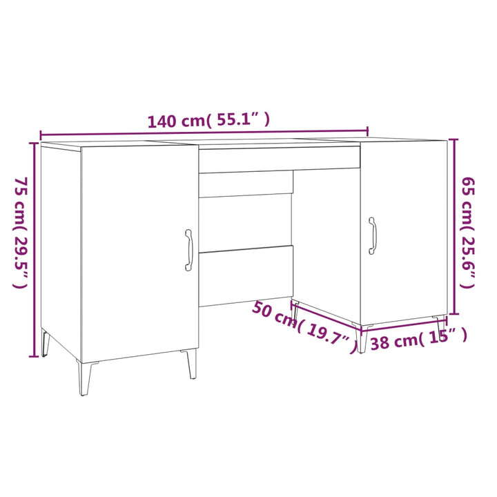 Schreibtisch 140X50X75 Cm Holzwerkstoff