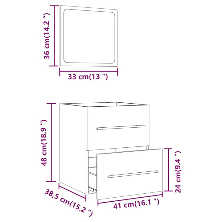 Badschrank Mit Spiegel 41X38,5X48 Cm