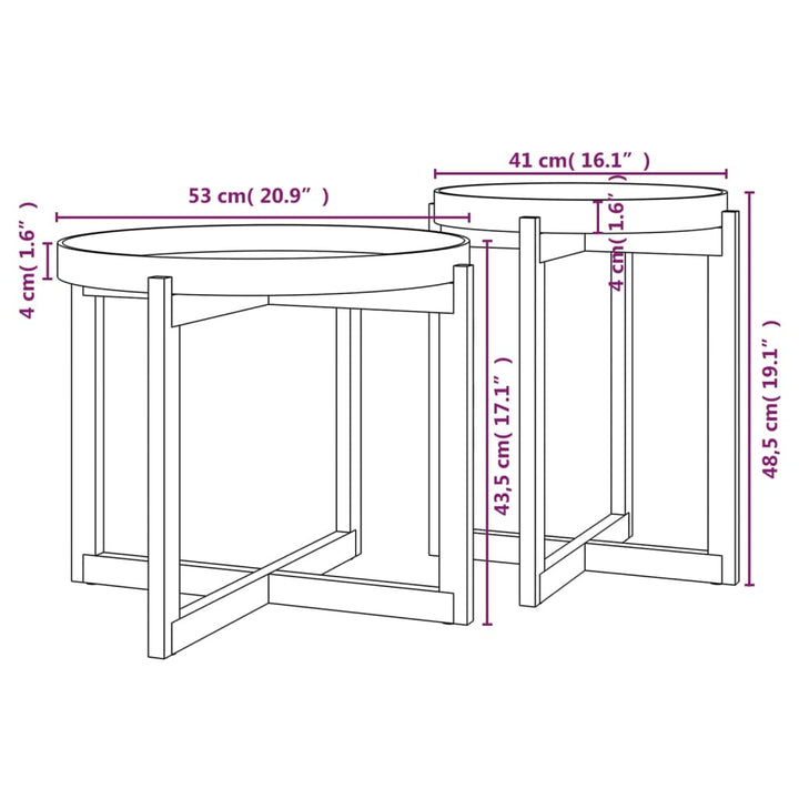 Couchtische 2 Stk. Holzwerkstoff Und Massivholz Kiefer