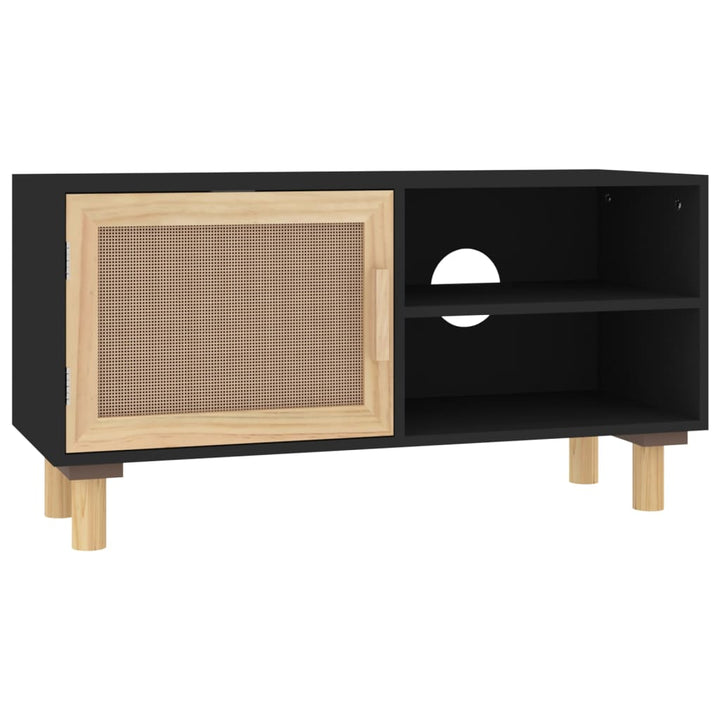 Tv-Schrank 80X30X40 Cm Massivholz Kiefer Natur-Rattan