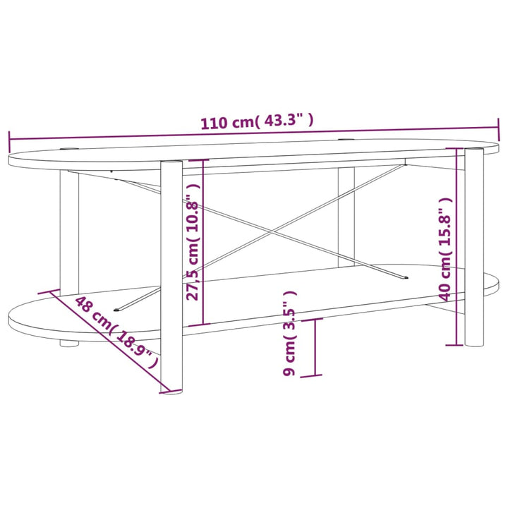 Couchtisch 110X48X40 Cm Holzwerkstoff