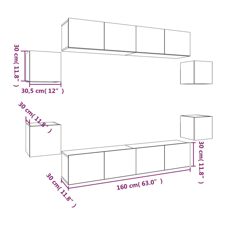 8-Tlg. Tv-Schrank-Set Holzwerkstoff