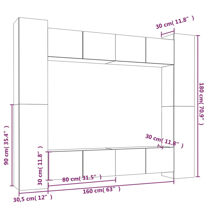 8-Tlg. Tv-Schrank-Set Holzwerkstoff