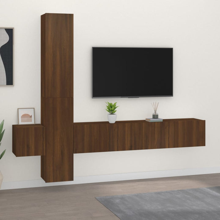 5-Tlg. Tv-Schrank-Set Wandmontage -Optik Holzwerkstoff