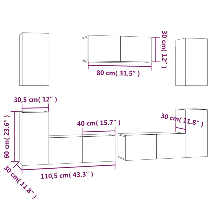 7-Tlg. Tv-Schrank-Set Holzwerkstoff