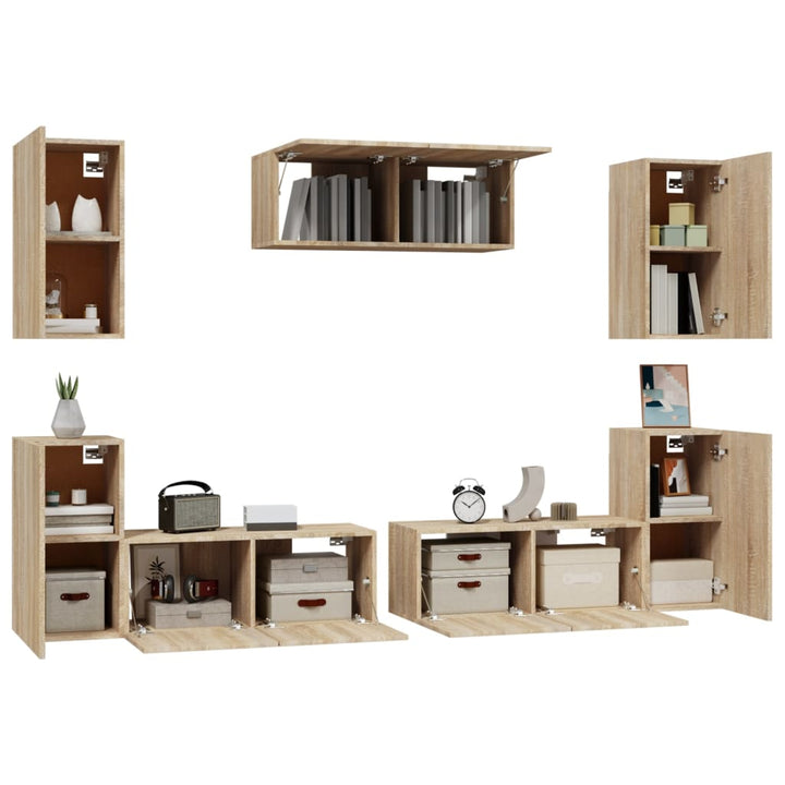 7-Tlg. Tv-Schrank-Set Sonoma-Eiche Holzwerkstoff