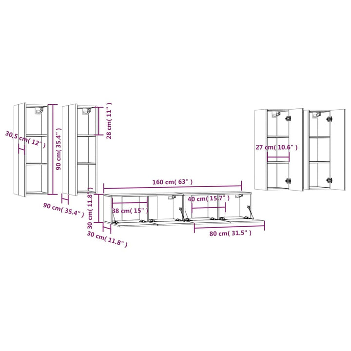 6-Tlg. Tv-Schrank-Set Holzwerkstoff