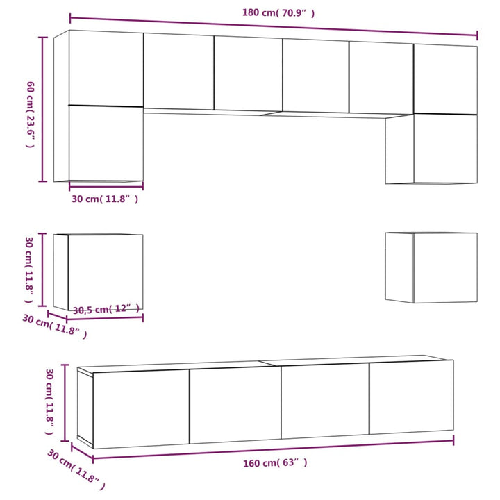 8-Tlg. Tv-Schrank-Set Sonoma-Eiche Holzwerkstoff