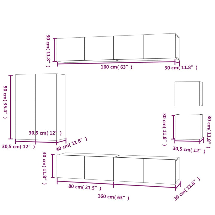 8-Tlg. Tv-Schrank-Set Holzwerkstoff