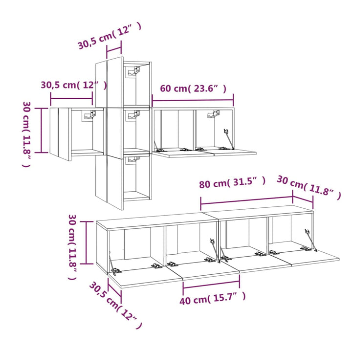 7-Tlg. Tv-Schrank-Set Holzwerkstoff