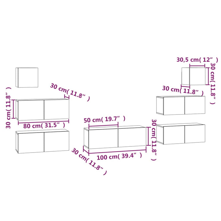 7-Tlg. Tv-Schrank-Set Holzwerkstoff