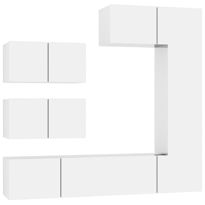 6-Tlg. Tv-Schrank-Set Hochglanz-Weiß Holzwerkstoff