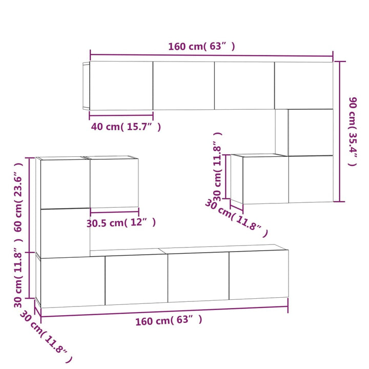 Tv-Wandschrank Sonoma-Eiche Holzwerkstoff