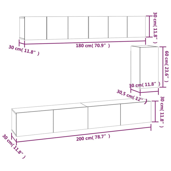 6-Tlg. Tv-Schrank-Set Sonoma-Eiche Holzwerkstoff