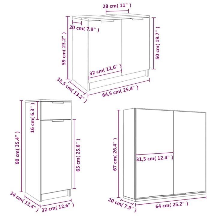 4-Tlg. Badmöbel-Set Holzwerkstoff